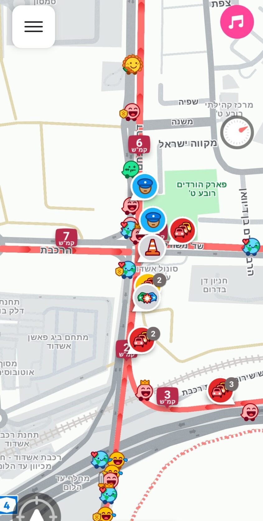 כך נראית הכניסה הדרומית לעיר דרך הווייז 